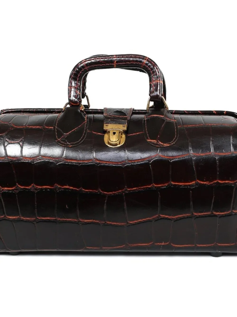 Vintage Upjohn Medical Doctors Bag in Top Grain Faux Alligator Leather